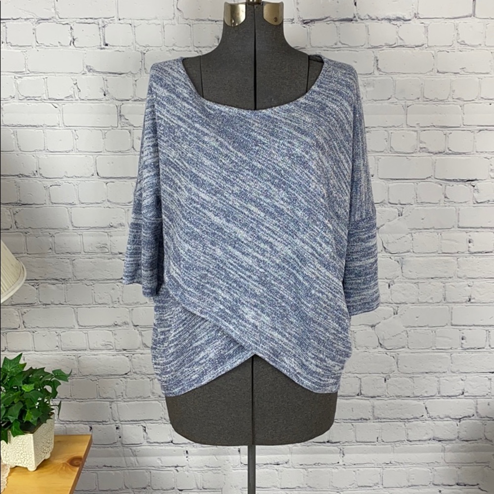 White House Black Market knit wrap blouse medium